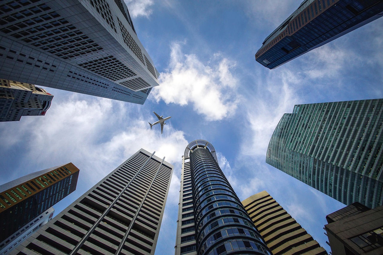 skyscrapers, singapore, city, sky, buildings, nature, financial district, architecture, urban, high rise buildings